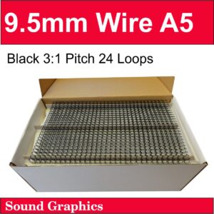 9.5mm 3/8" A5 Twinloop Binding Wire Box Of 250 - Black